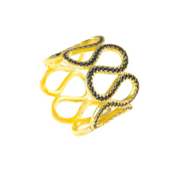 Eleganter Kurshuni Ring mit umlaufenden Unendlichkeitssymbolen aus vergoldetem Sterling Silber mit einzeln gefassten Spinellen. Kurshuni Schmuck wird in Istanbul handgefertigt. Jetzt versandkostenfrei im Perlenmarkt OnlineShop bestellen!